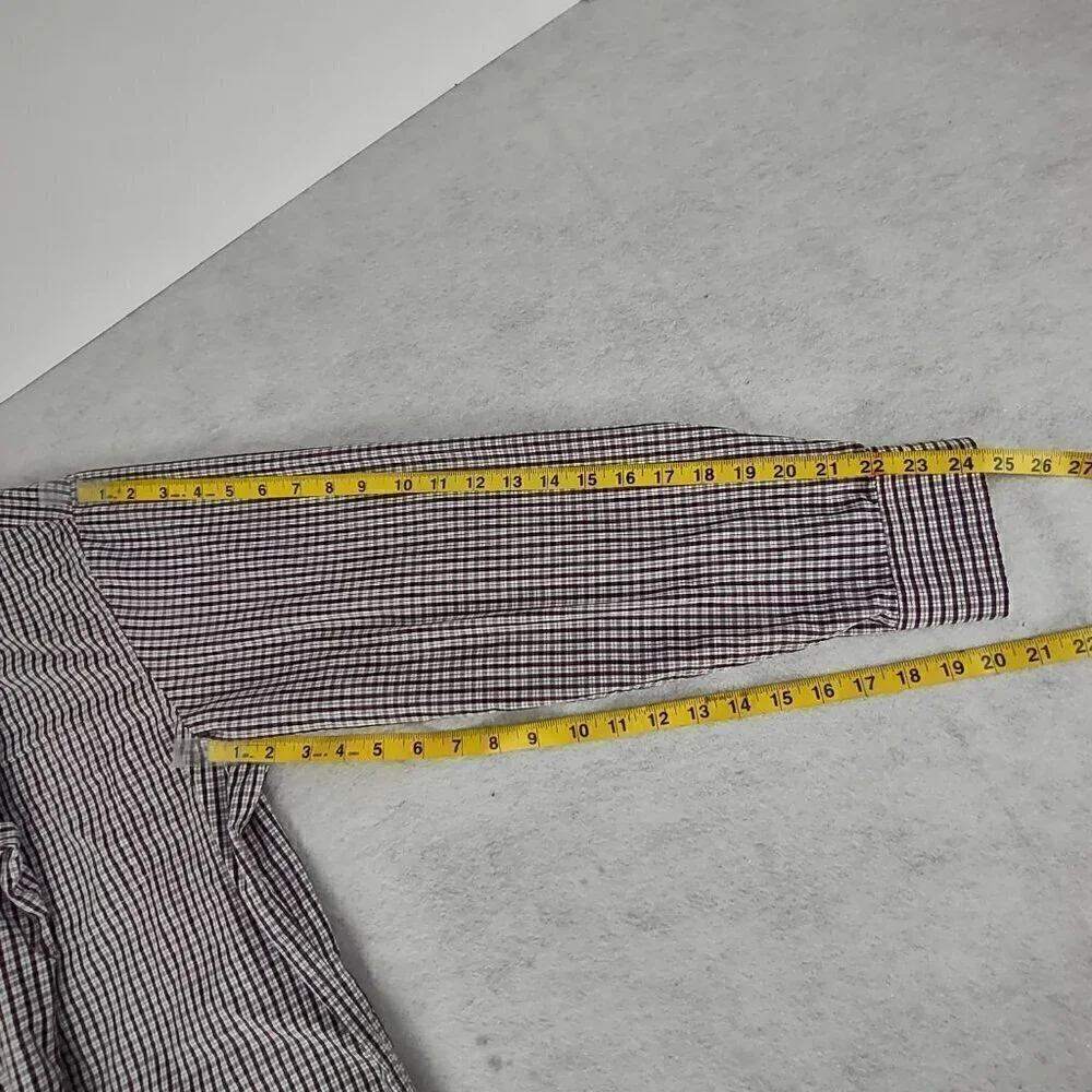 Croft & Barrow Cotton Blend Burgundy & White Checkered Button-Down Shirt. Size L